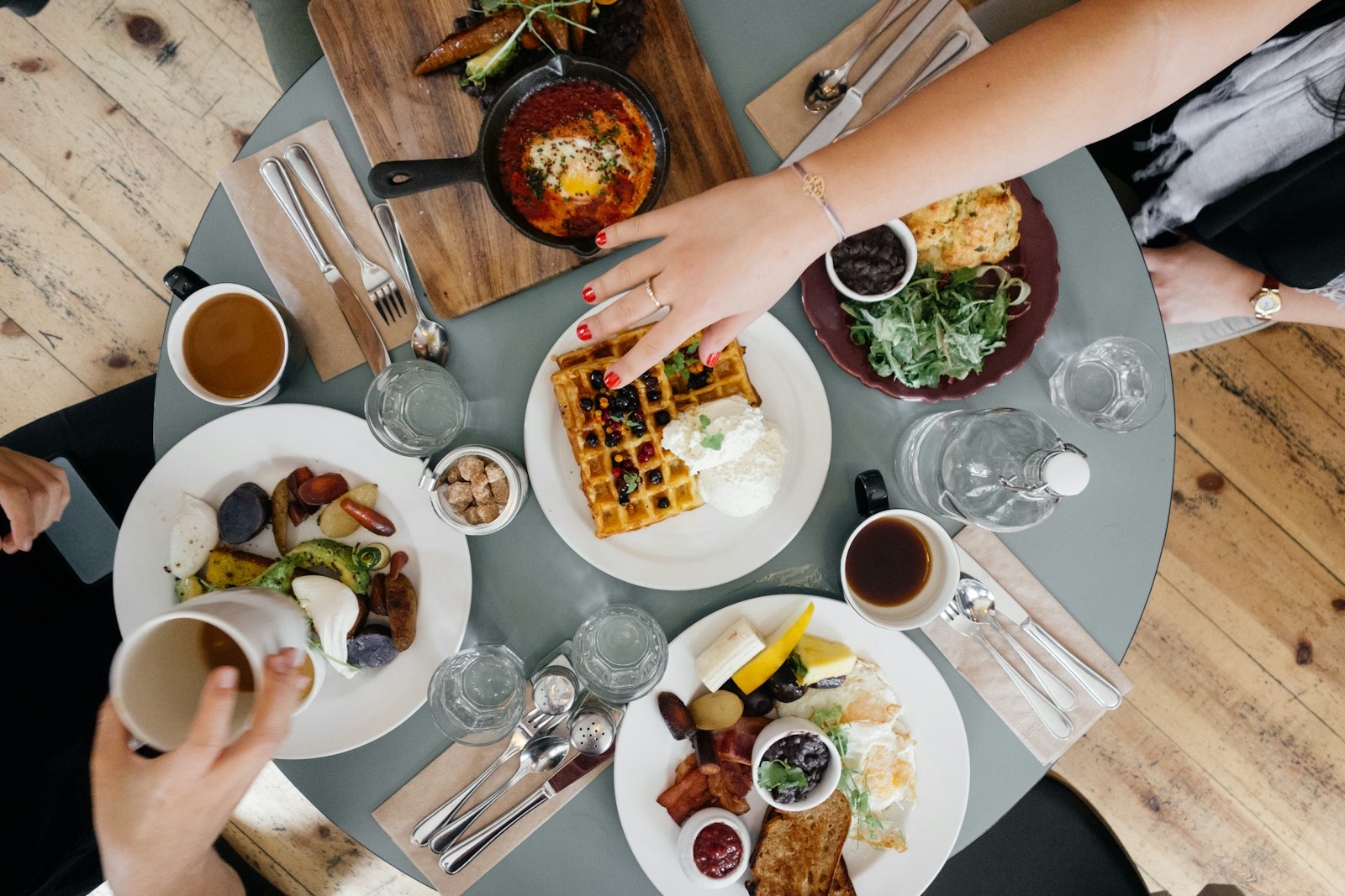 A plated dinner at a downtown restaurant table
